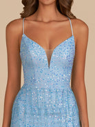 Chloe | Sheath Spaghetti Straps Sky Blue Short Homecoming Dress with Tassel - KissProm