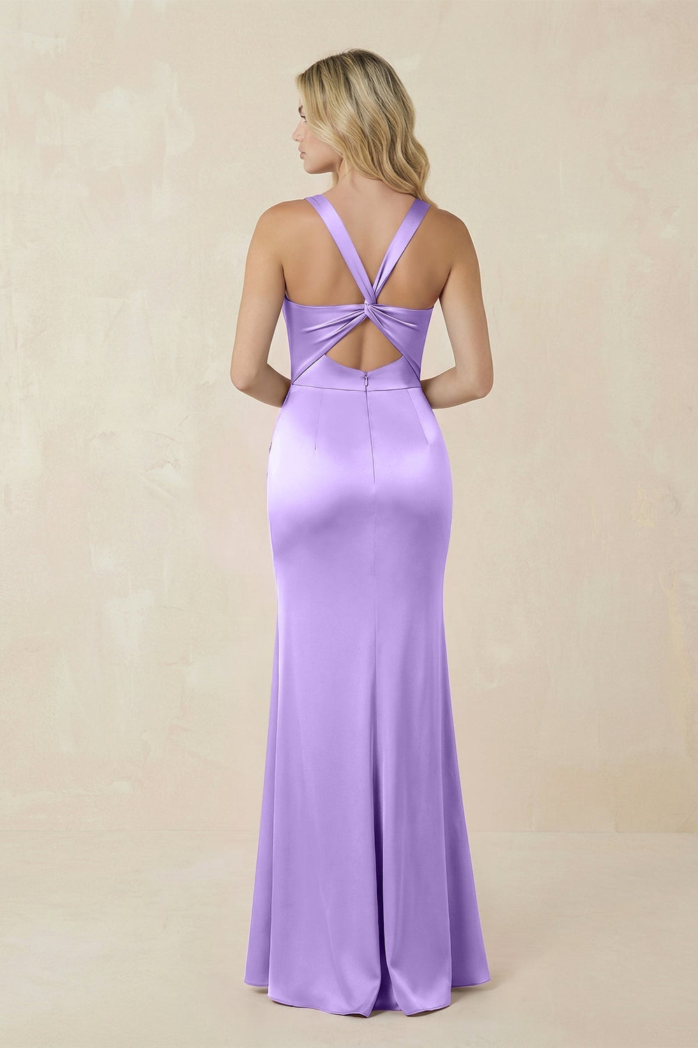 Sheath Square Neck Ruched Satin Bridesmaid Dress in Vintage Mauve - KissProm Bridesmaid Dresses