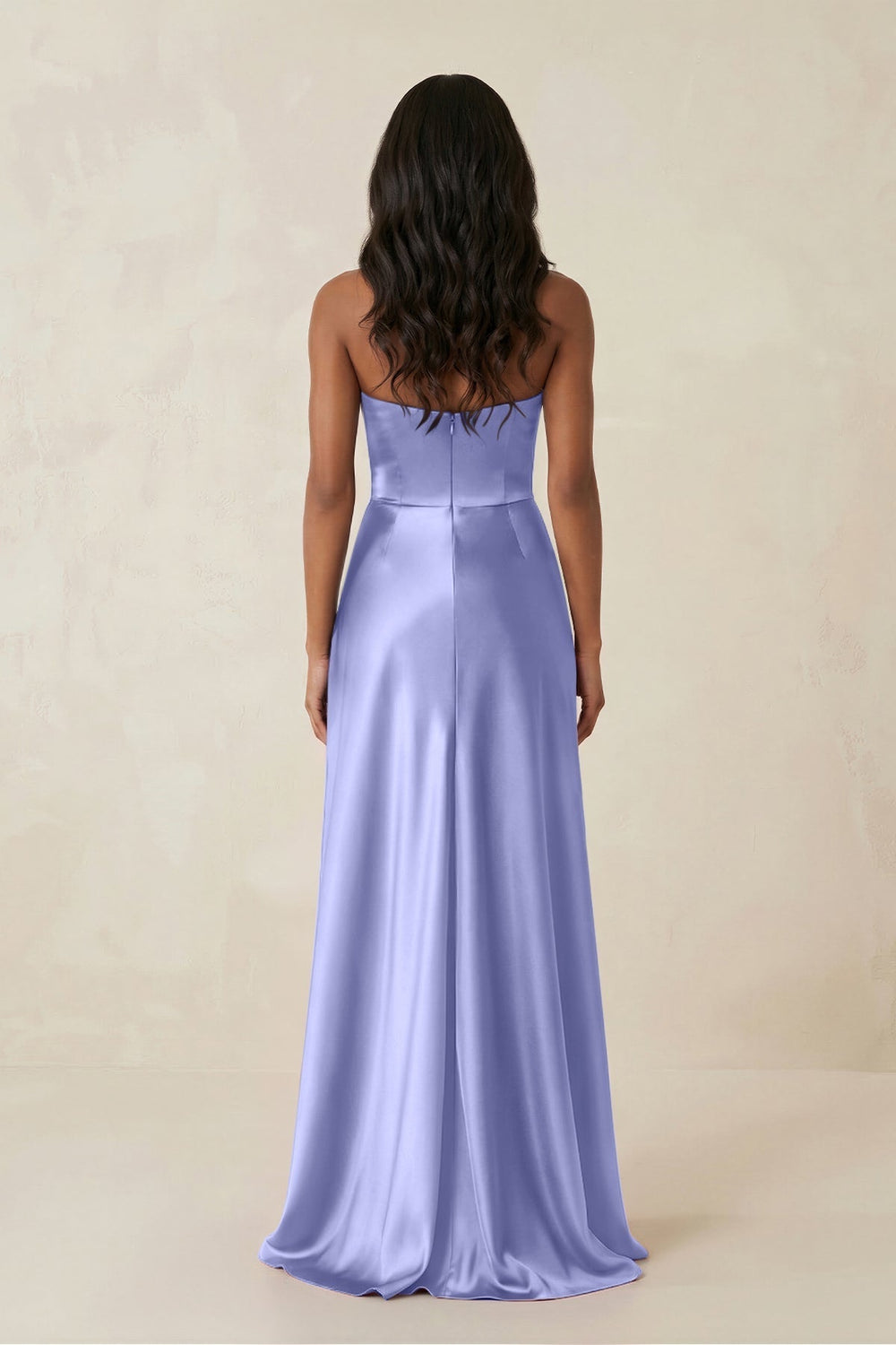 Sheath Strapless Ruffled Satin Bridesmaid Dress in Steel Blue - KissProm Bridesmaid Dresses