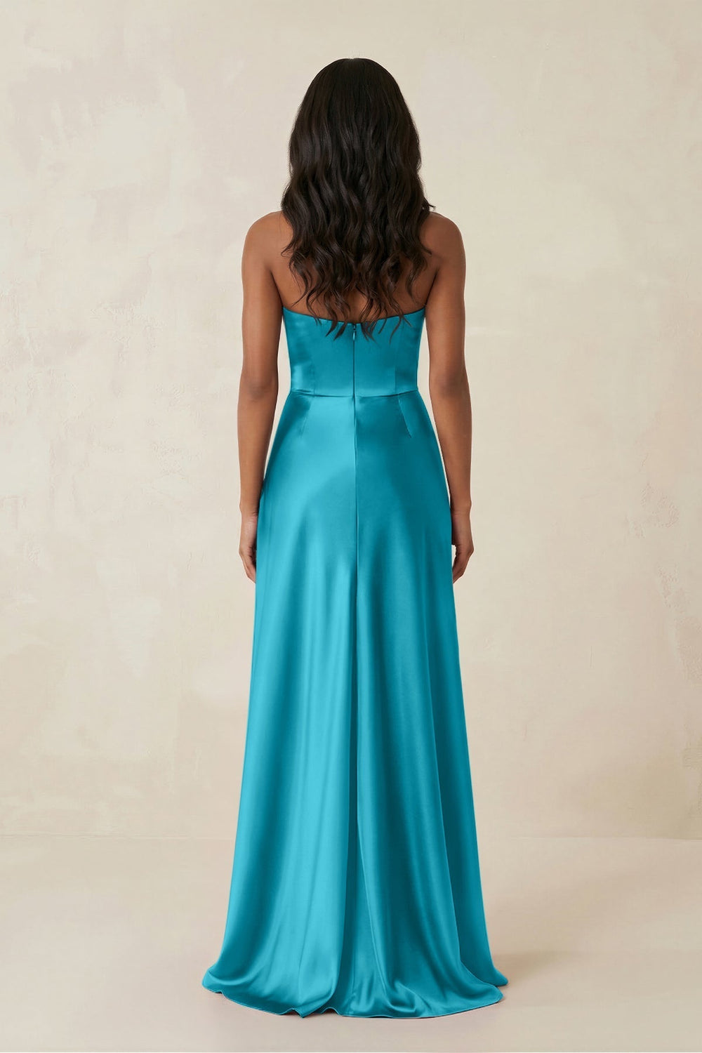 Sheath Strapless Ruffled Satin Bridesmaid Dress in Viridian Green - KissProm Bridesmaid Dresses