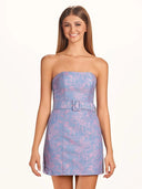 Blue Sheath Strapless Short Homecoming Dress - KISSPROM