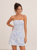 Sky Blue Sheath Strapless Short Homecoming Dress - KISSPROM