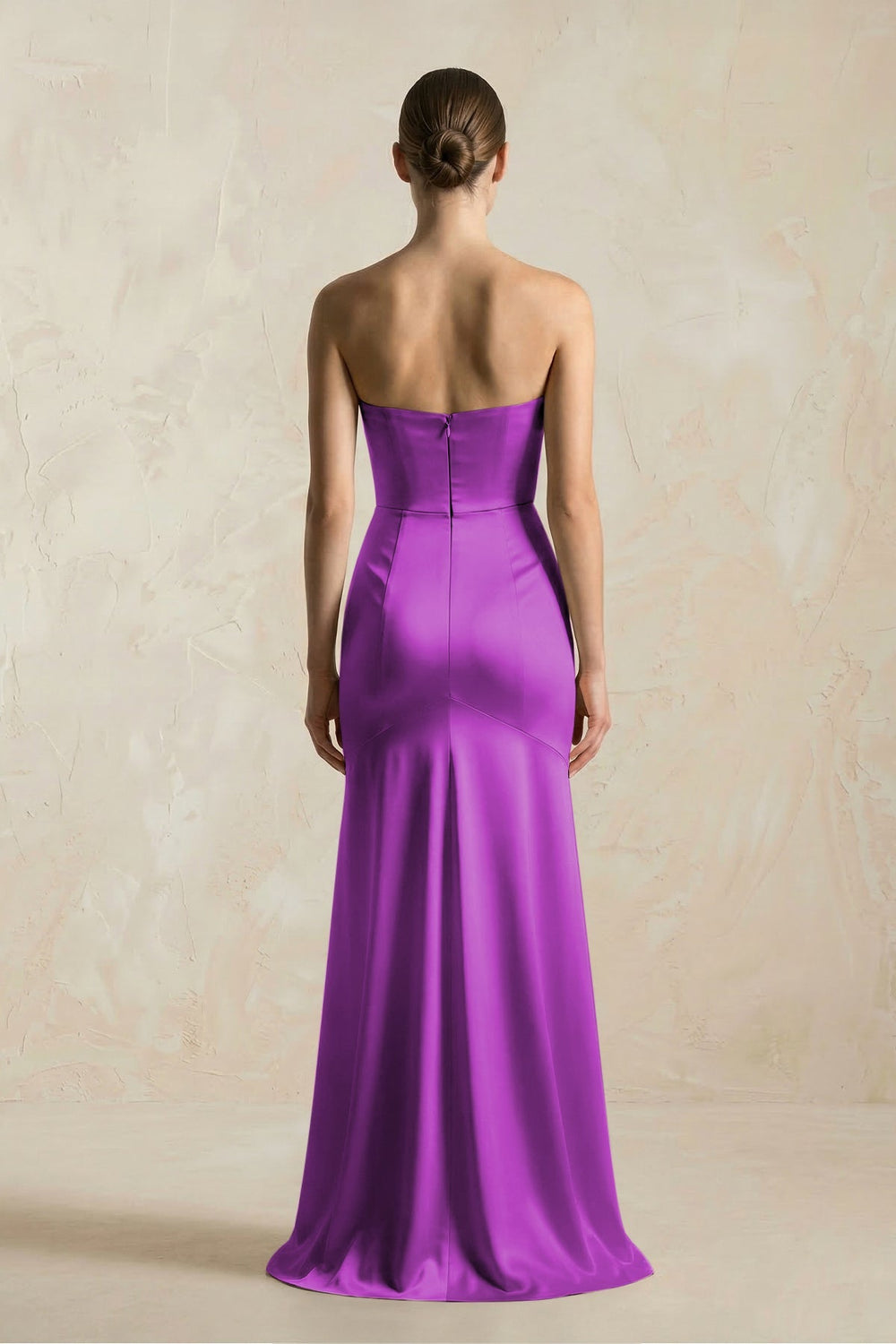 Sheath Sweetheart Corset Satin Bridesmaid Dress in Amethyst - KissProm Bridesmaid Dresses