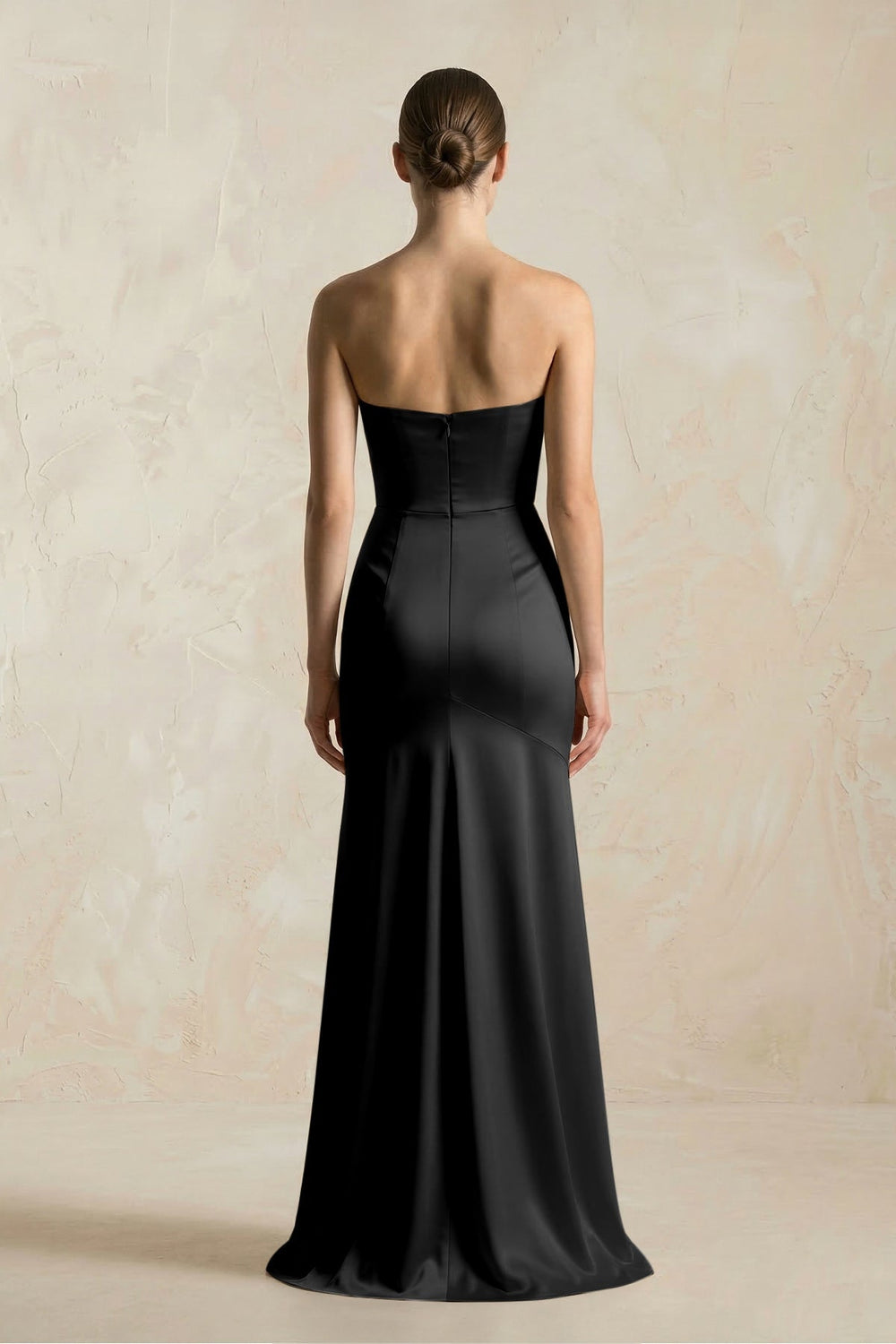 Sheath Sweetheart Corset Satin Bridesmaid Dress in Black - KissProm Bridesmaid Dresses