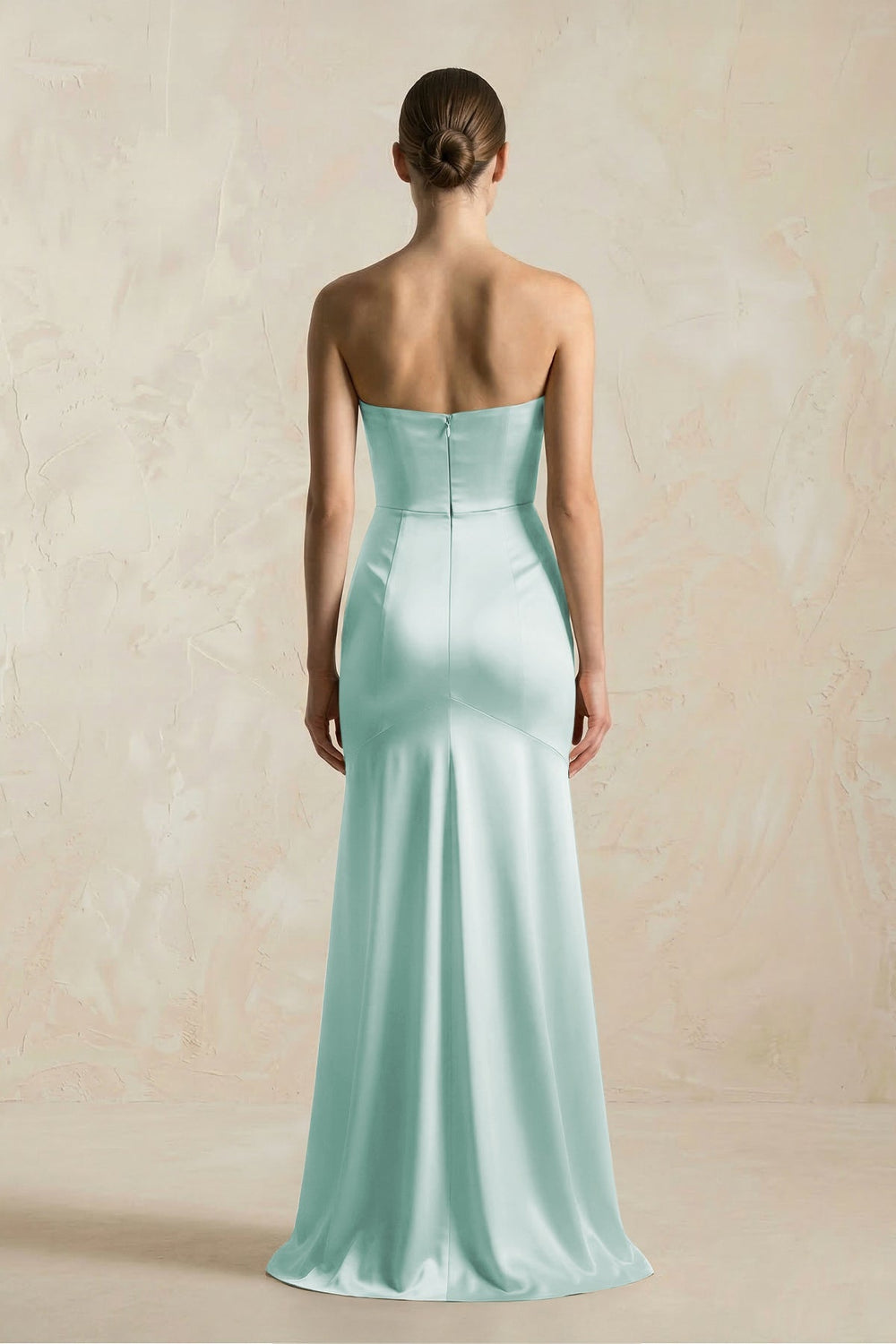 Sheath Sweetheart Corset Satin Bridesmaid Dress in Bleached Aqua - KissProm Bridesmaid Dresses