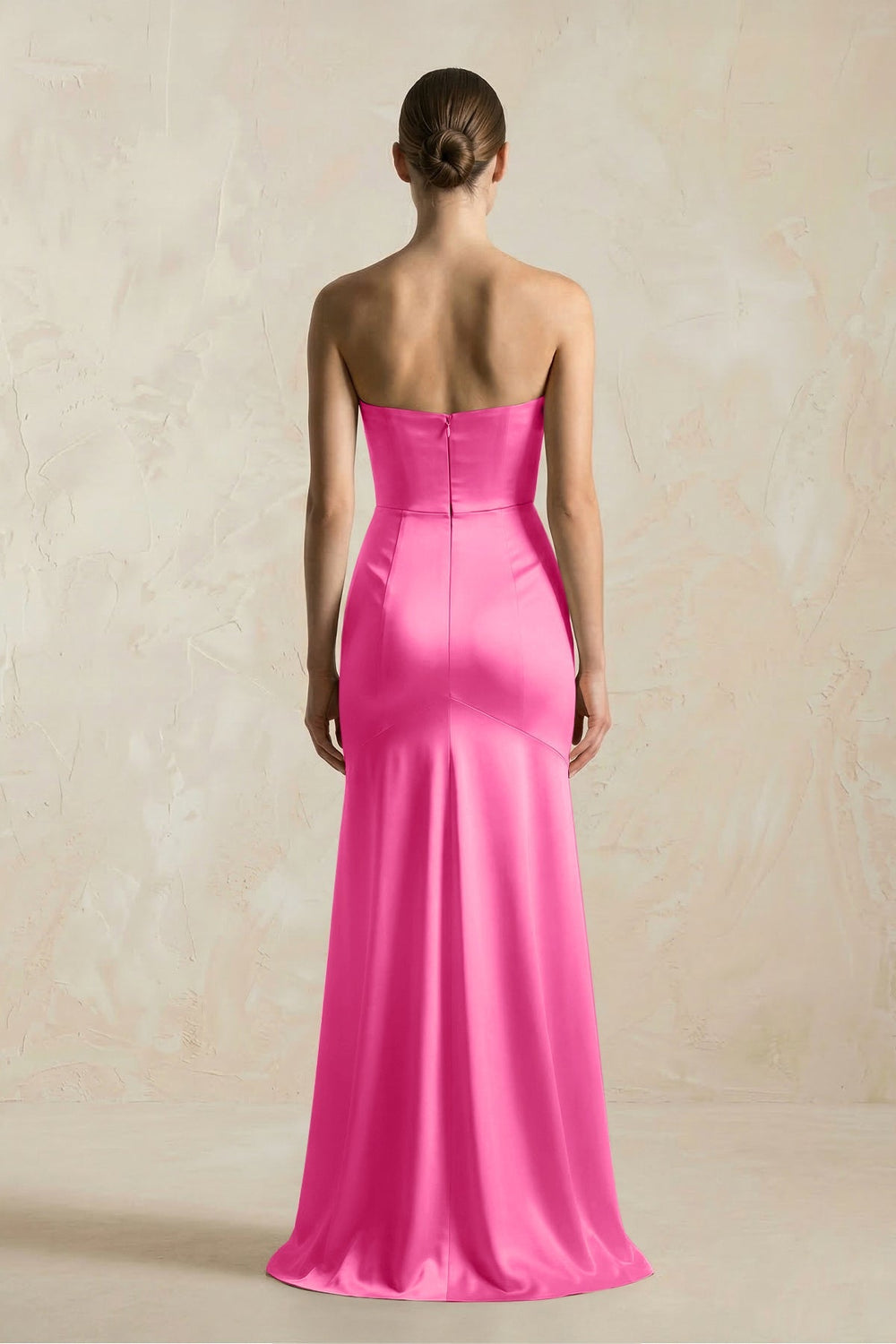 Sheath Sweetheart Corset Satin Bridesmaid Dress in Bon Bon Pink - KissProm Bridesmaid Dresses