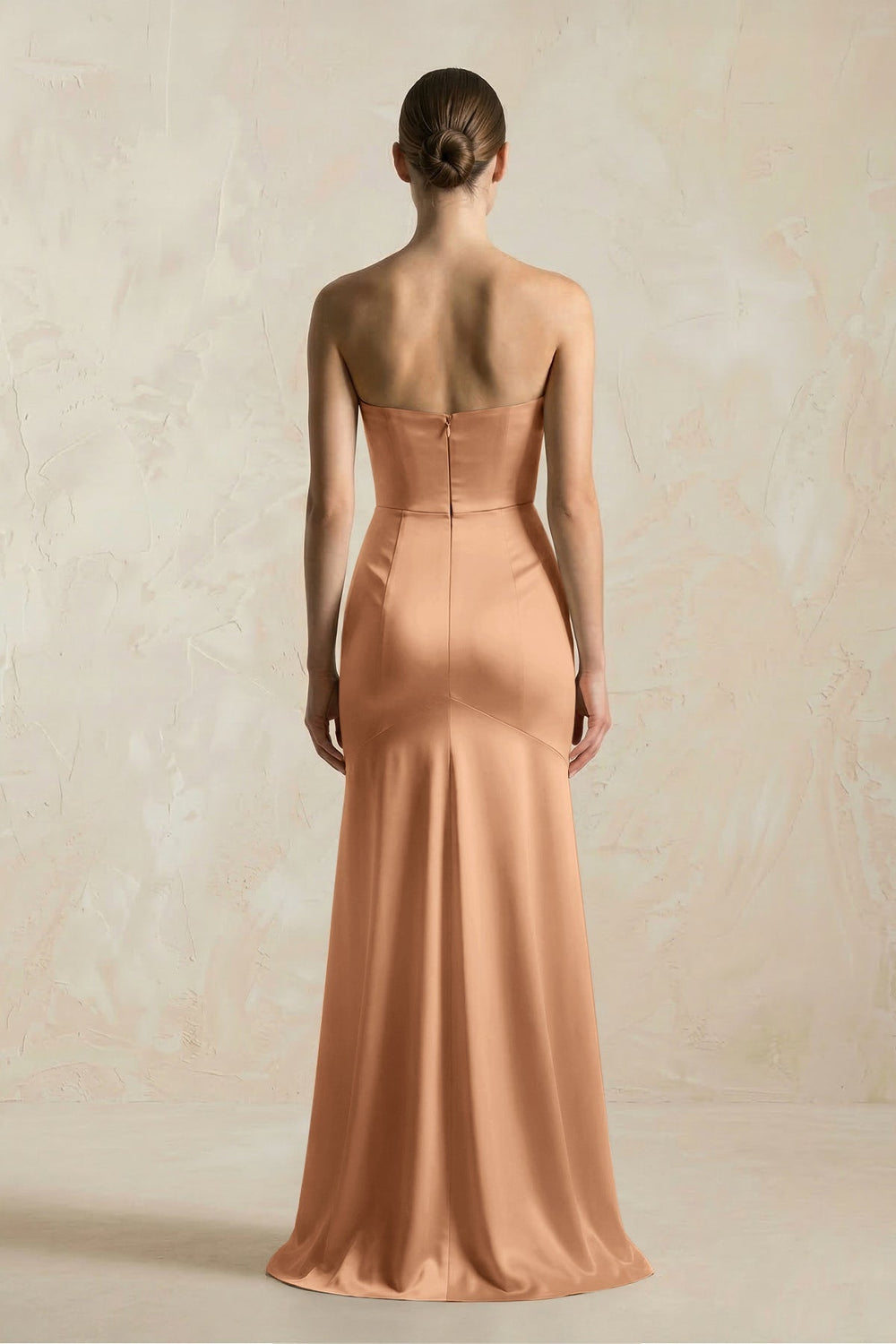 Sheath Sweetheart Corset Satin Bridesmaid Dress in Bronzer - KissProm Bridesmaid Dresses