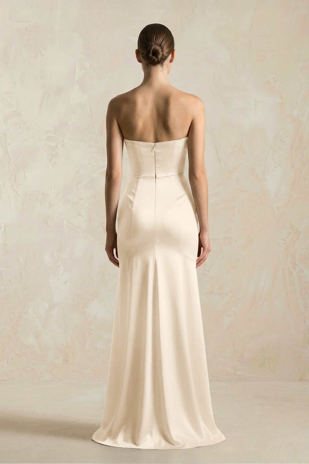 Sheath Sweetheart Corset Satin Bridesmaid Dress in Buttercream - KissProm Bridesmaid Dresses