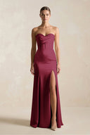 Sheath Sweetheart Corset Satin Bridesmaid Dress in Desert Rose - KissProm Bridesmaid Dresses
