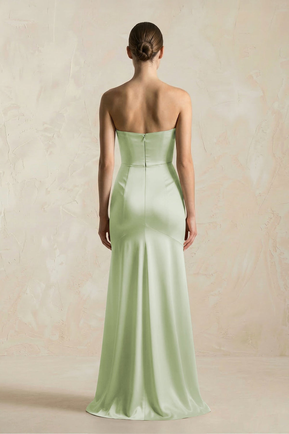 Sheath Sweetheart Corset Satin Bridesmaid Dress in Dusty Sage - KissProm Bridesmaid Dresses