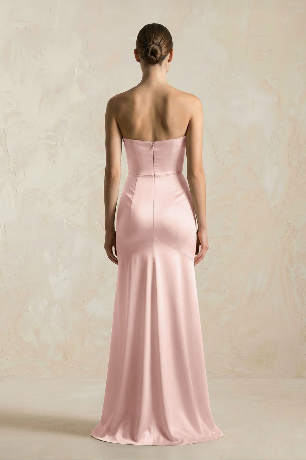 Sheath Sweetheart Corset Satin Bridesmaid Dress in English Rose - KissProm Bridesmaid Dresses