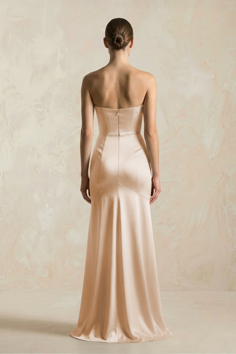 Sheath Sweetheart Corset Satin Bridesmaid Dress in Golden Champagne - KissProm Bridesmaid Dresses