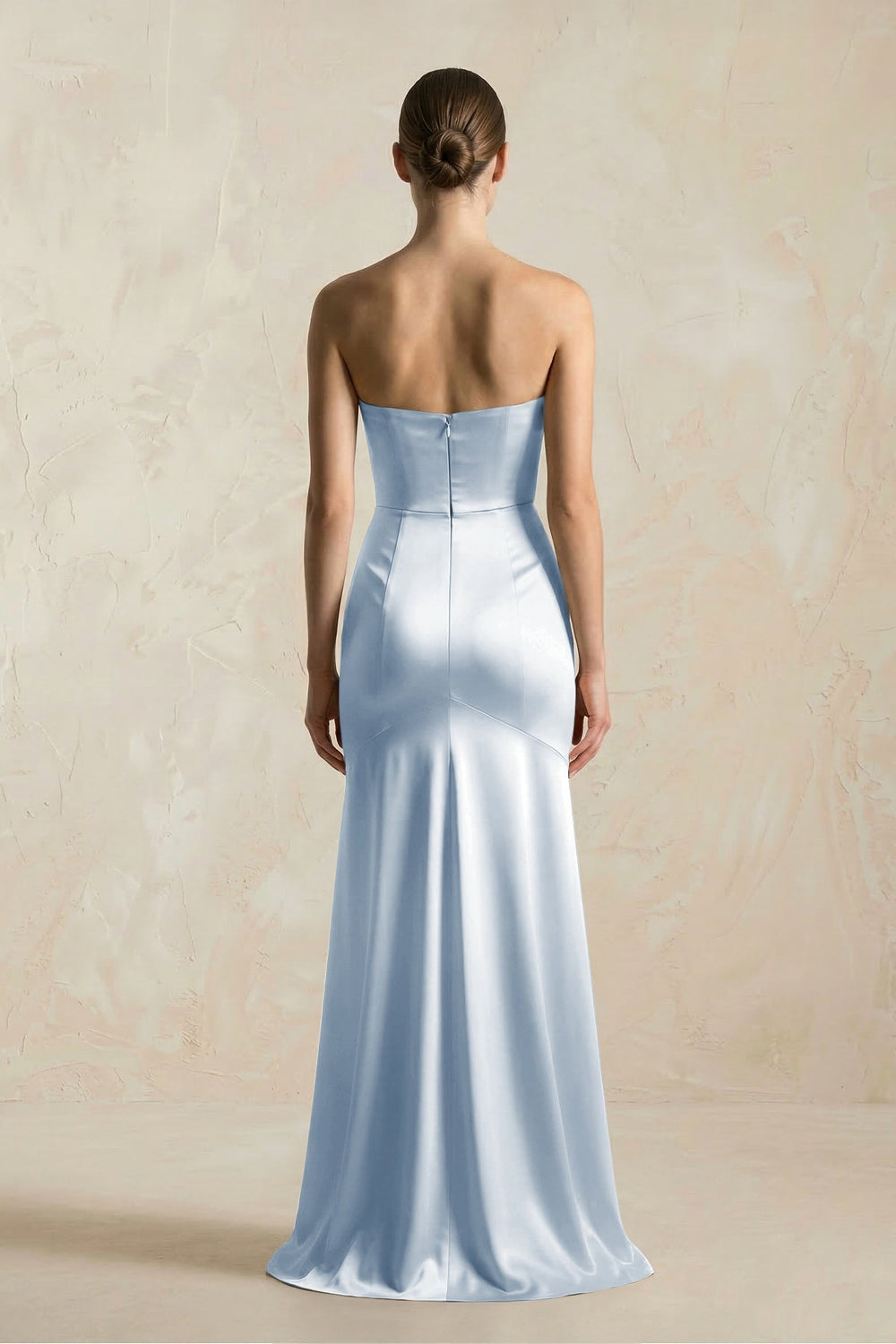Sheath Sweetheart Corset Satin Bridesmaid Dress in Ice - KissProm Bridesmaid Dresses