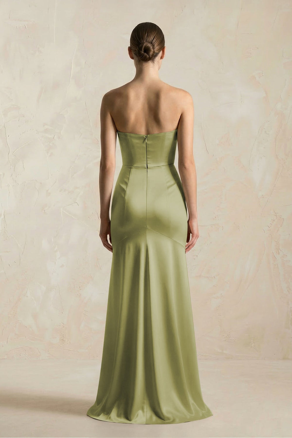 Sheath Sweetheart Corset Satin Bridesmaid Dress in Moss Green - KissProm Bridesmaid Dresses