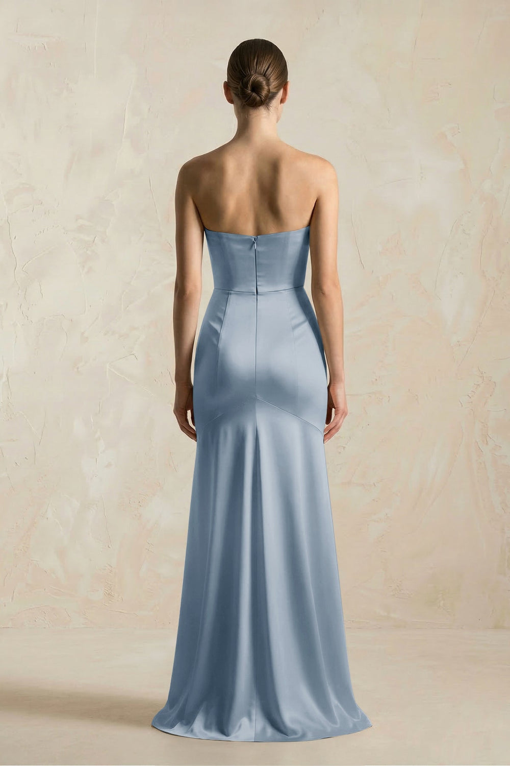 Sheath Sweetheart Corset Satin Bridesmaid Dress in Neptune - KissProm Bridesmaid Dresses