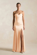 Sheath Sweetheart Corset Satin Bridesmaid Dress in Pale Blush - KissProm Bridesmaid Dresses