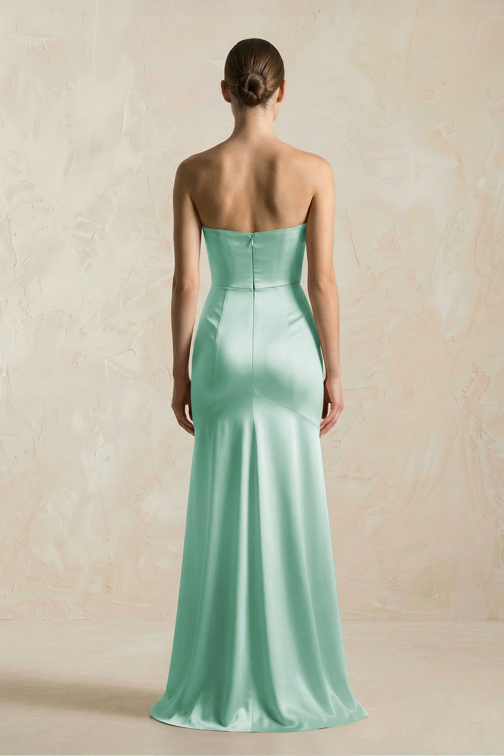 Sheath Sweetheart Corset Satin Bridesmaid Dress in Pale Pistachio - KissProm Bridesmaid Dresses