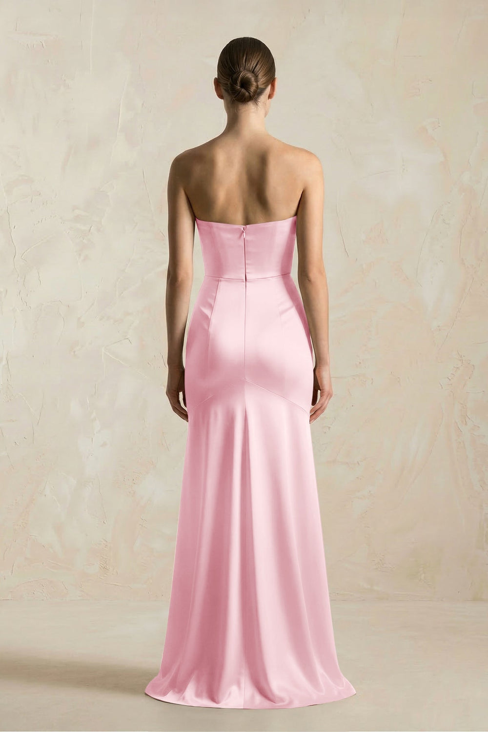 Sheath Sweetheart Corset Satin Bridesmaid Dress in Pink - KissProm Bridesmaid Dresses