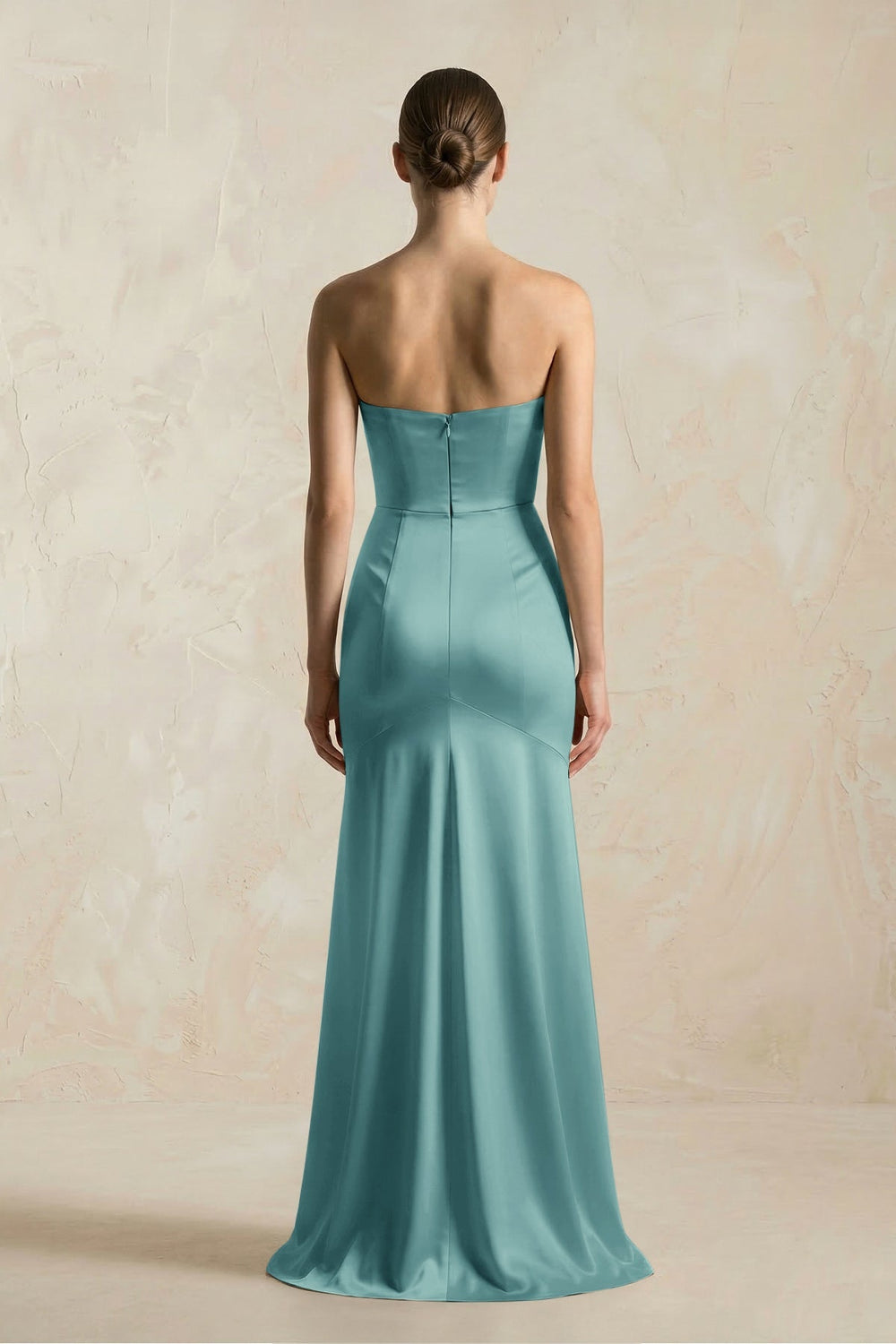 Sheath Sweetheart Corset Satin Bridesmaid Dress in Sea Glass - KissProm Bridesmaid Dresses