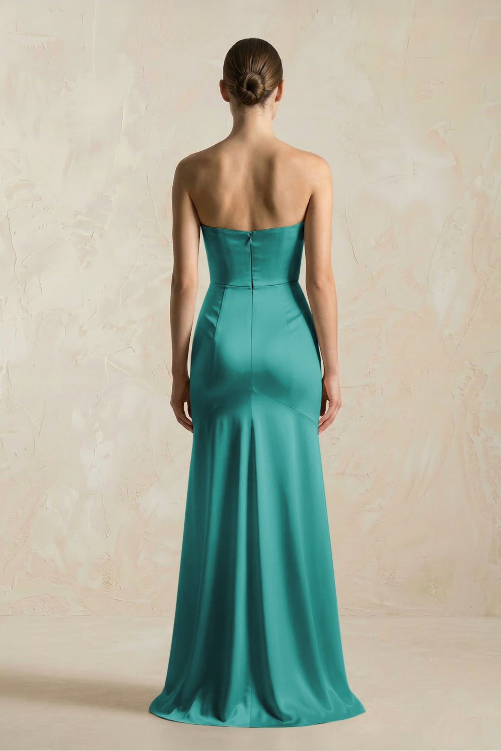 Sheath Sweetheart Corset Satin Bridesmaid Dress in Turquoise - KissProm Bridesmaid Dresses