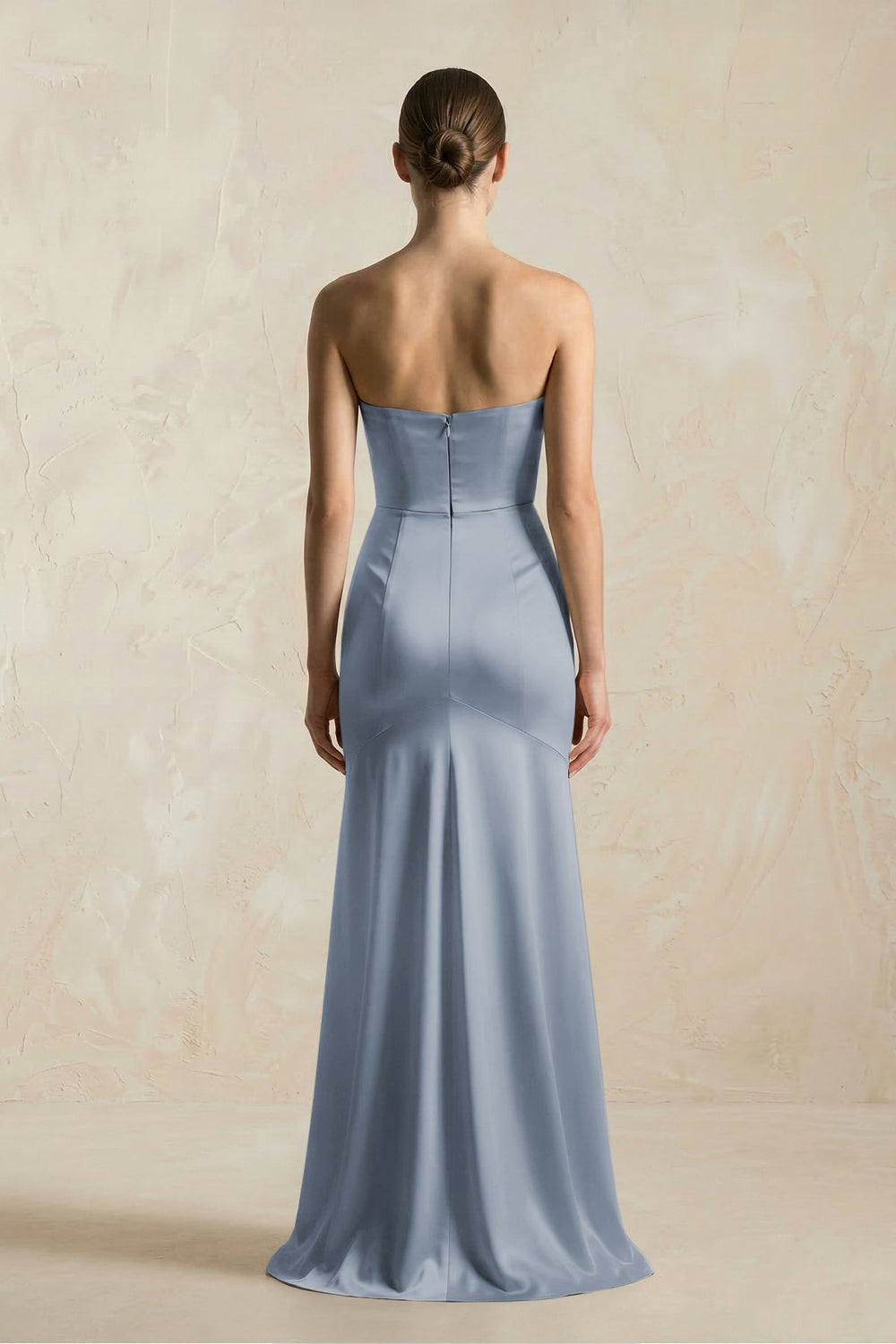 Sheath Sweetheart Corset Satin Bridesmaid Dress in Twilight - KissProm Bridesmaid Dresses
