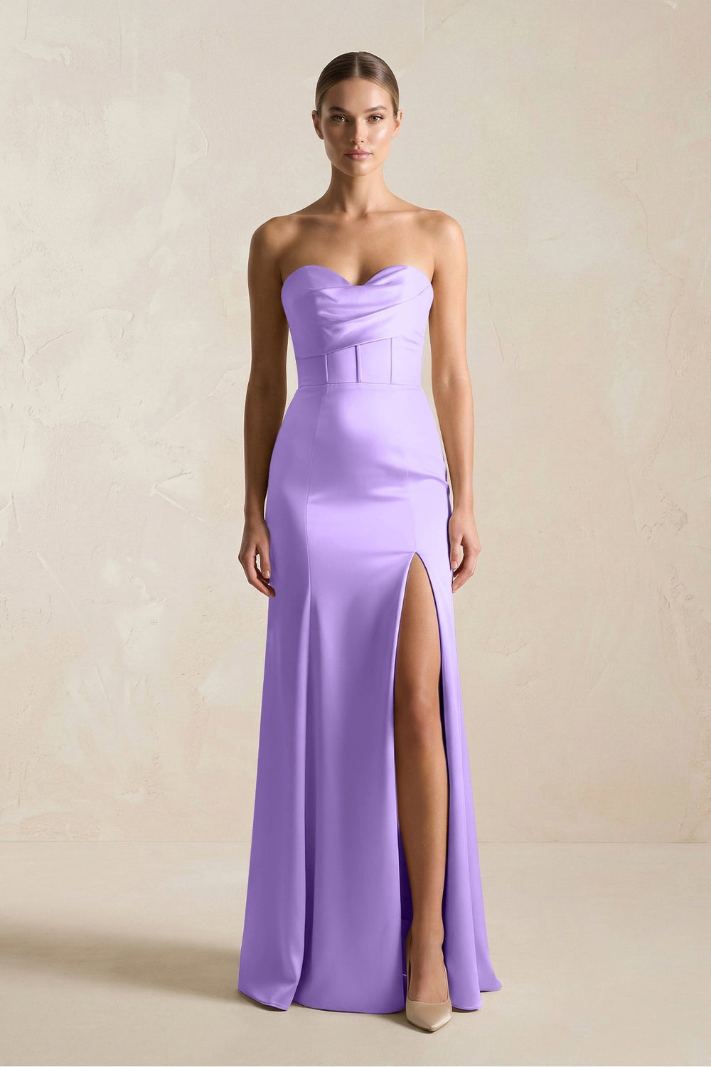 Sheath Sweetheart Corset Satin Bridesmaid Dress in Vintage Mauve - KissProm Bridesmaid Dresses