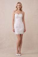 Sheath Sweetheart Lace Wedding Dress in White - KissProm Wedding Dresses