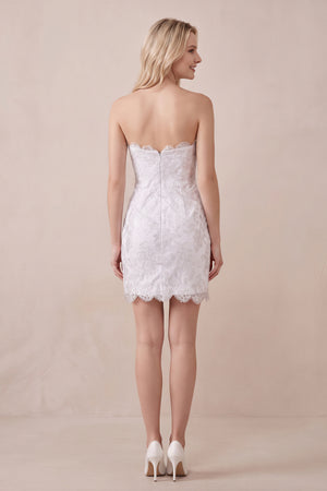 Sheath Sweetheart Lace Wedding Dress in White - KissProm Wedding Dresses