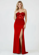 Amaya |Sheath Sweetheart Long Satin Prom Dress with Slit - KissProm