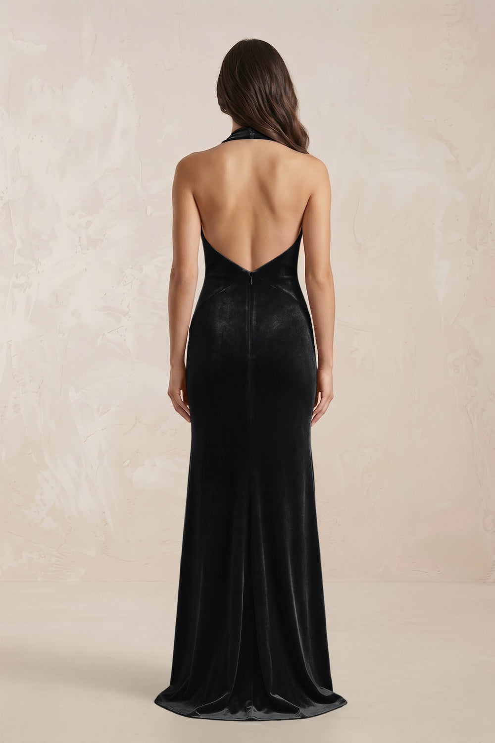 Sheath Velvet V - Neck Bridesmaid Dress in Black - KissProm Bridesmaid Dresses