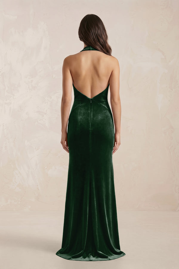 bridesmaid dresses green velvet Spaghetti Straps Velvet Floor Length Bridesmaid Dress