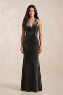 Sheath Velvet V - Neck Bridesmaid Dress in Frost - KissProm Bridesmaid Dresses