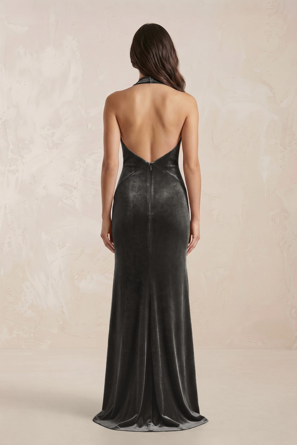 Sheath Velvet V - Neck Bridesmaid Dress in Frost - KissProm Bridesmaid Dresses