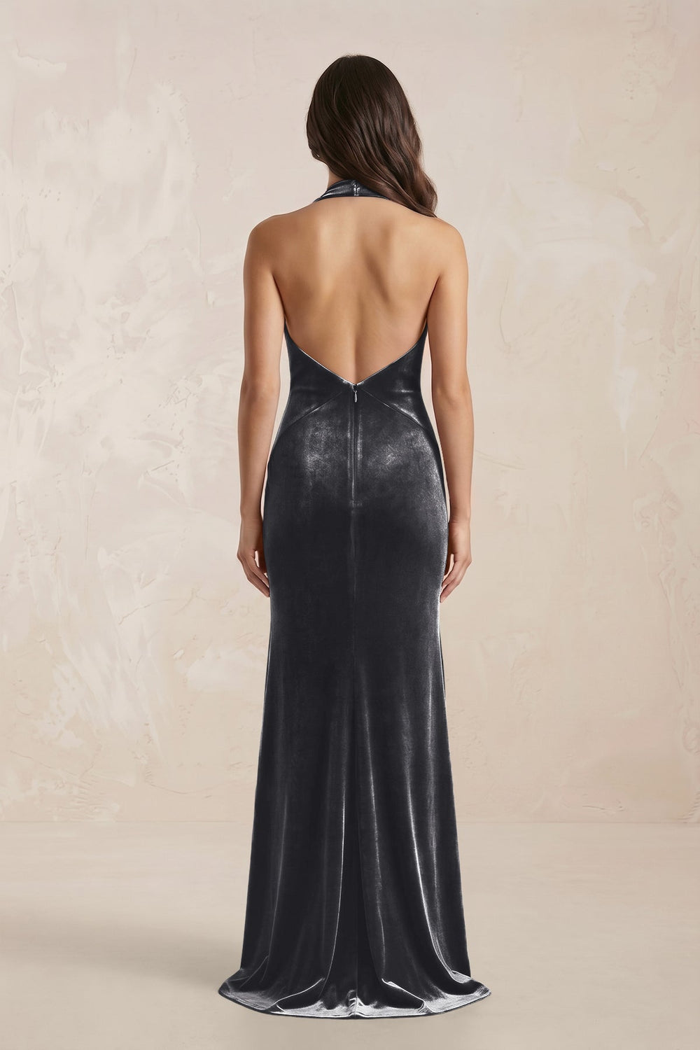 Sheath Velvet V - Neck Bridesmaid Dress in Neptune - KissProm Bridesmaid Dresses