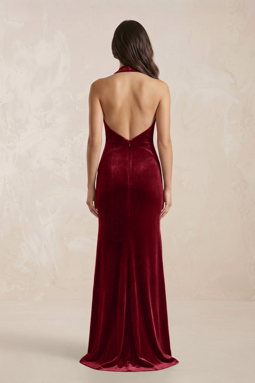 Sheath Velvet V - Neck Bridesmaid Dress in Rosewood - KissProm Bridesmaid Dresses
