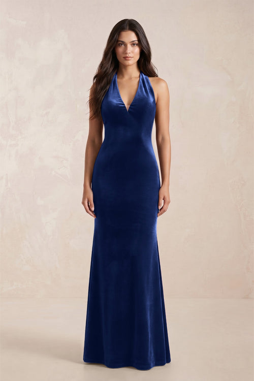 KissProm | Sheath Velvet V-Neck Bridesmaid Dress in Royal Blue KissProm | Sheath Velvet V-Neck Bridesmaid Dress in Royal Blue