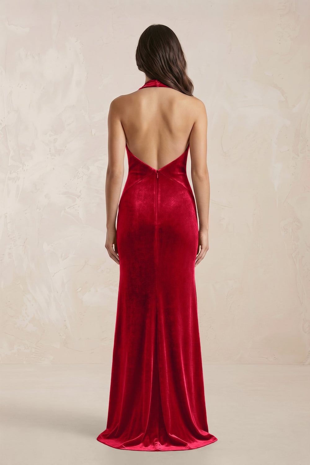 Sheath Velvet V - Neck Bridesmaid Dress in Spice - KissProm Bridesmaid Dresses