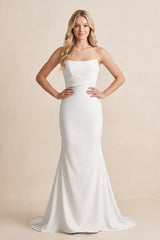 Diamond White Mermaid Satin Sleeveless Wedding Dress With Sweep Train - KISSPROM