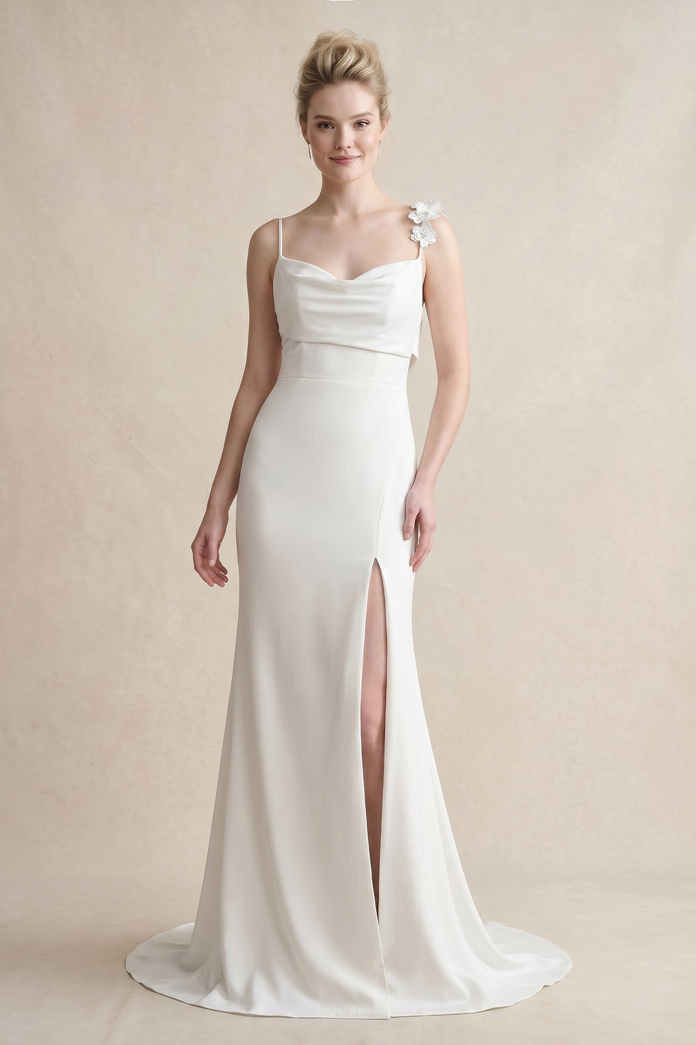 Mermaid Silk Like Satin Wedding Dresses With Flower(s)High Split - KissProm