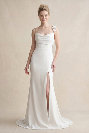 Mermaid Silk Like Satin Wedding Dresses With Flower(s)High Split - KissProm