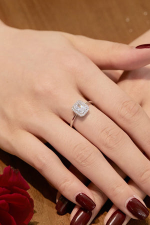 Shiny Rectangle Zircon Engagement Ring Sterling Silver - KissProm