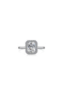 Shiny Rectangle Zircon Engagement Ring Sterling Silver - KissProm