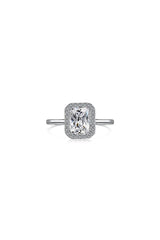 Shiny Rectangle Zircon Engagement Ring Sterling Silver - KissProm