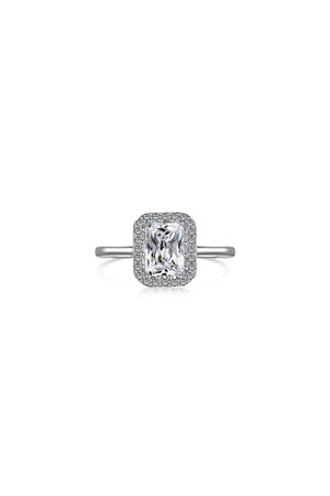 Shiny Rectangle Zircon Engagement Ring Sterling Silver - KissProm