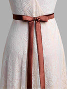 Short Sleeve V - neck Pleated Long Lace Wedding Dress - KissProm