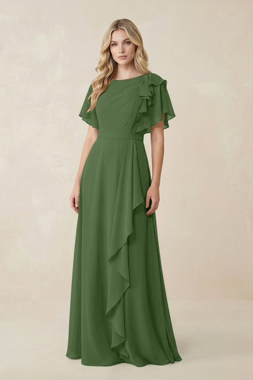 plus size chiffon dresses Wrap Tie Chiffon Bridesmaid Dress