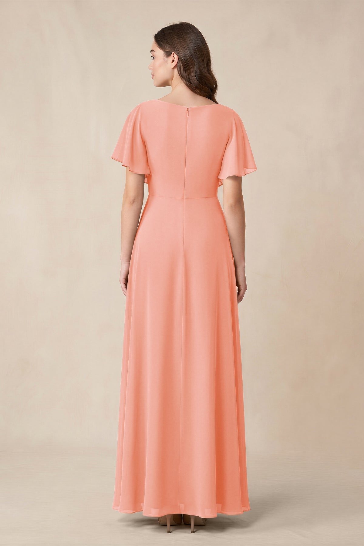 KissProm Short Sleeves Bateau A-Line Chiffon Bridesmaid Dress in Rosette, Rosette / Custom Size( Free )
