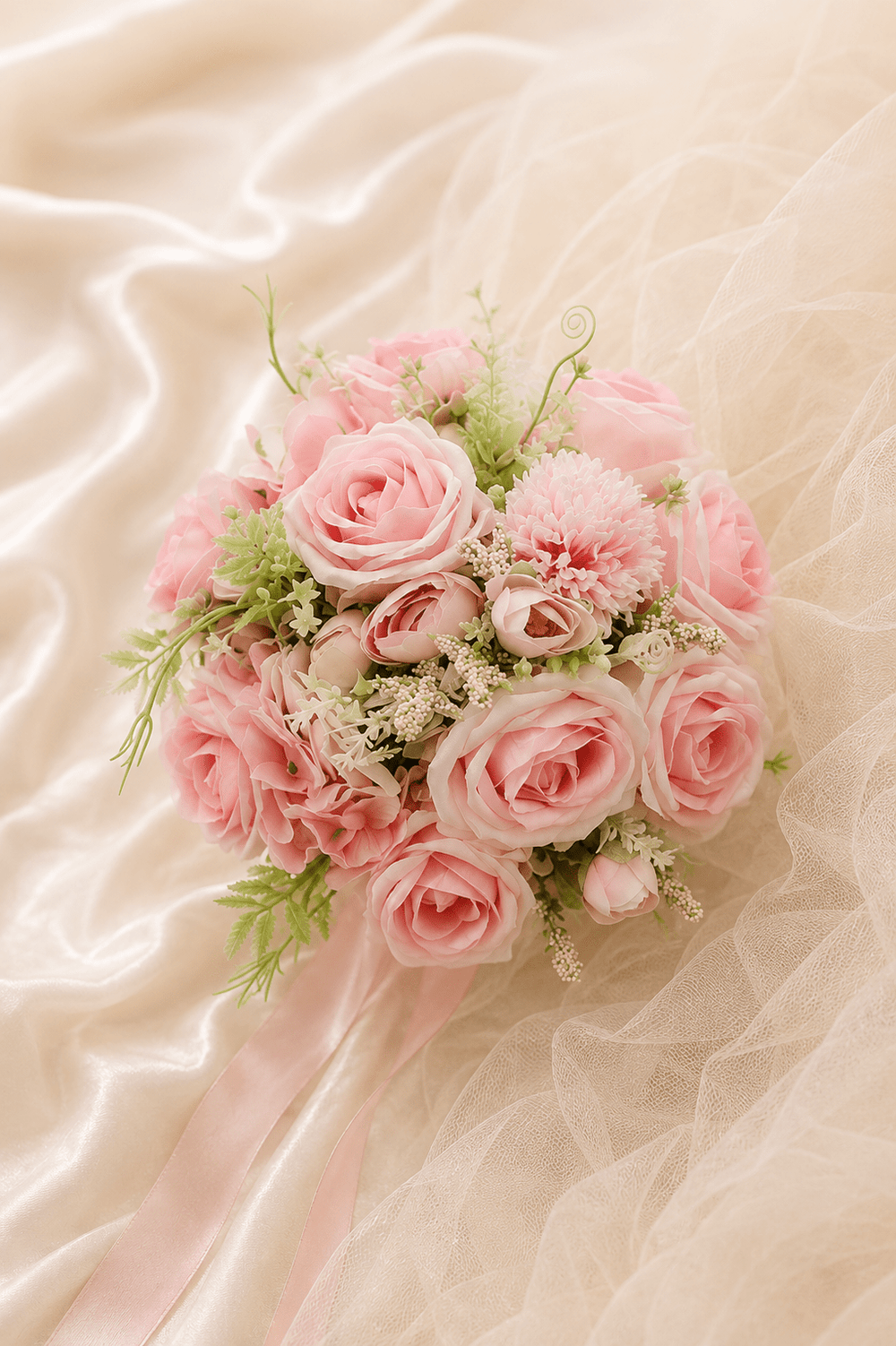 Silk Roses Artificial Wedding Bridal Bouquets - KissProm Accessories