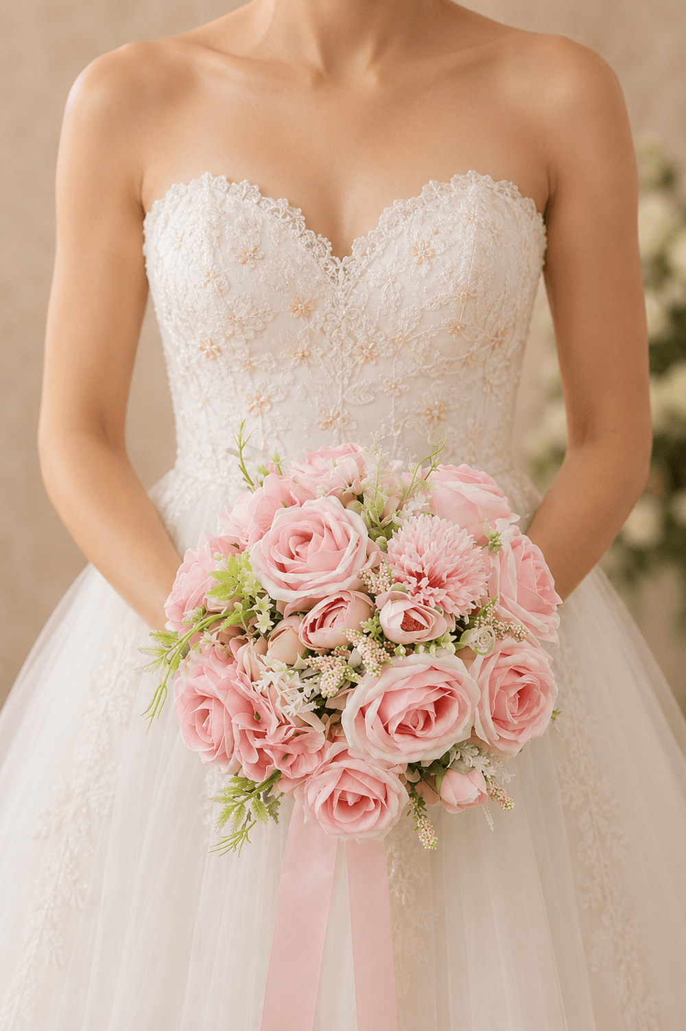 Silk Roses Artificial Wedding Bridal Bouquets - KissProm Accessories