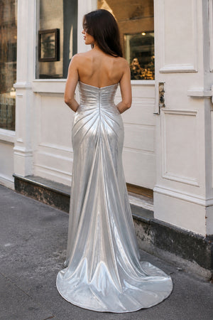 sachin and babi light blue dress Caron sequined strapless gown in silver - Jenny Packham main image 1